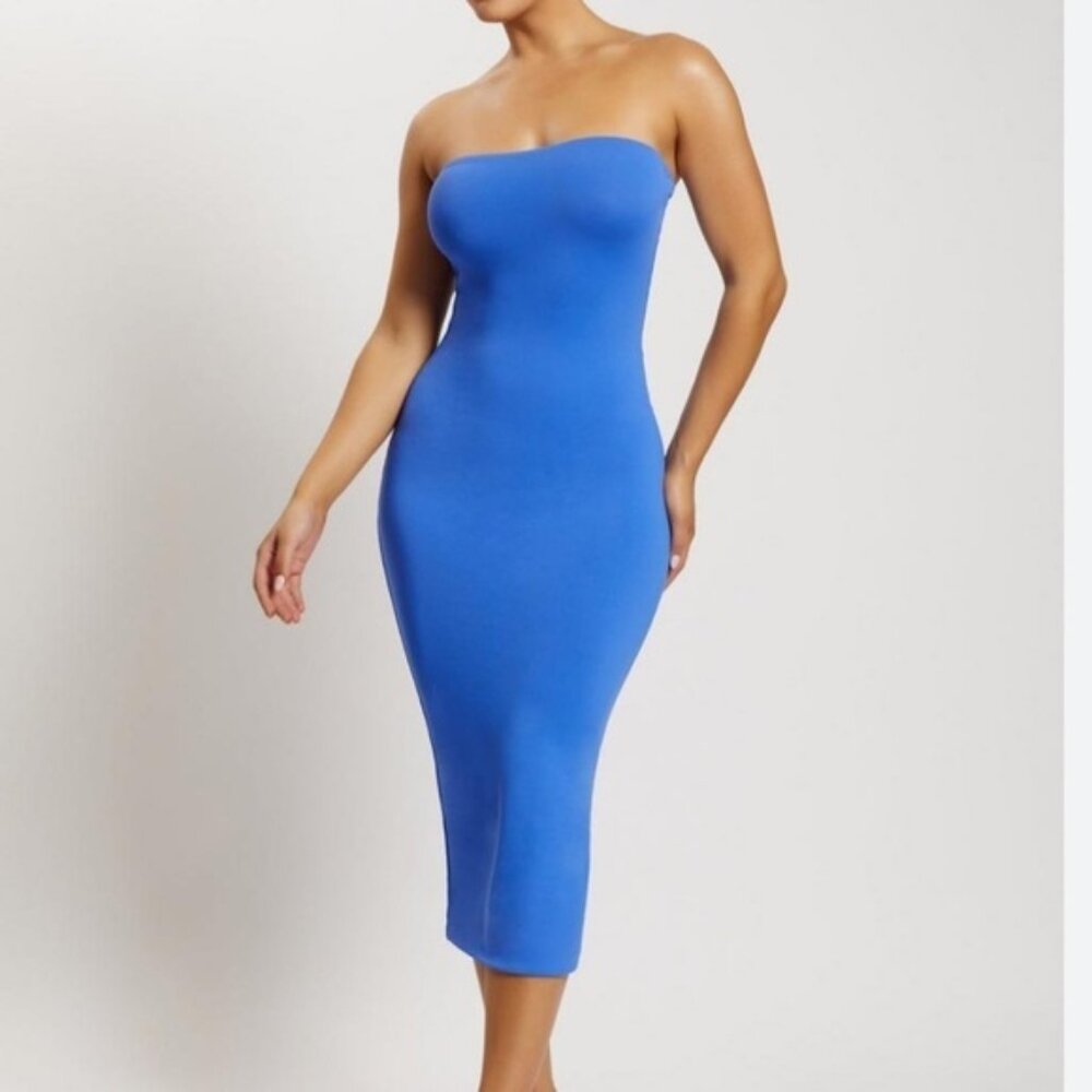 MESHKI Basics Nwt Cassidy Strapless Midi Dress XL Cobalt Blue Body Con Stretchy